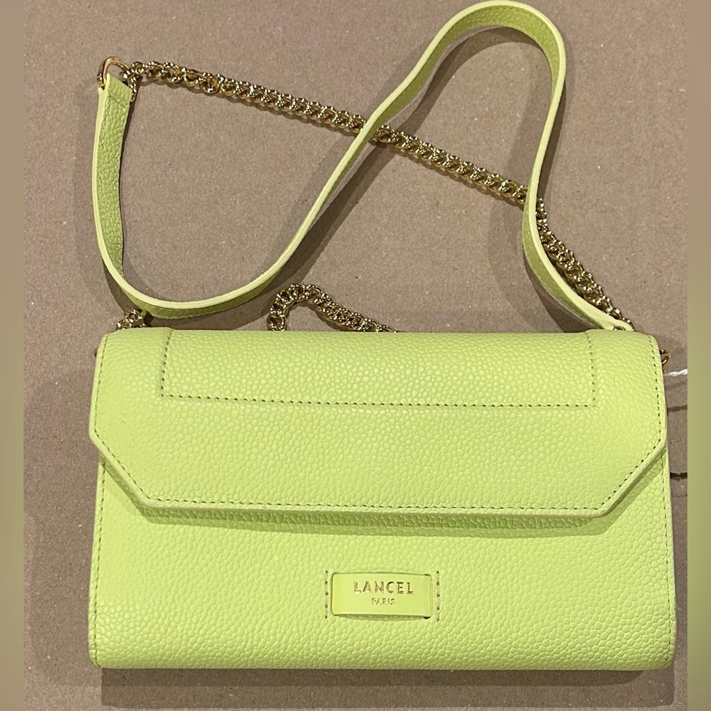 Lancel Ninon Leather Lime Chain Wallet Crossbody - Picture 6 of 10